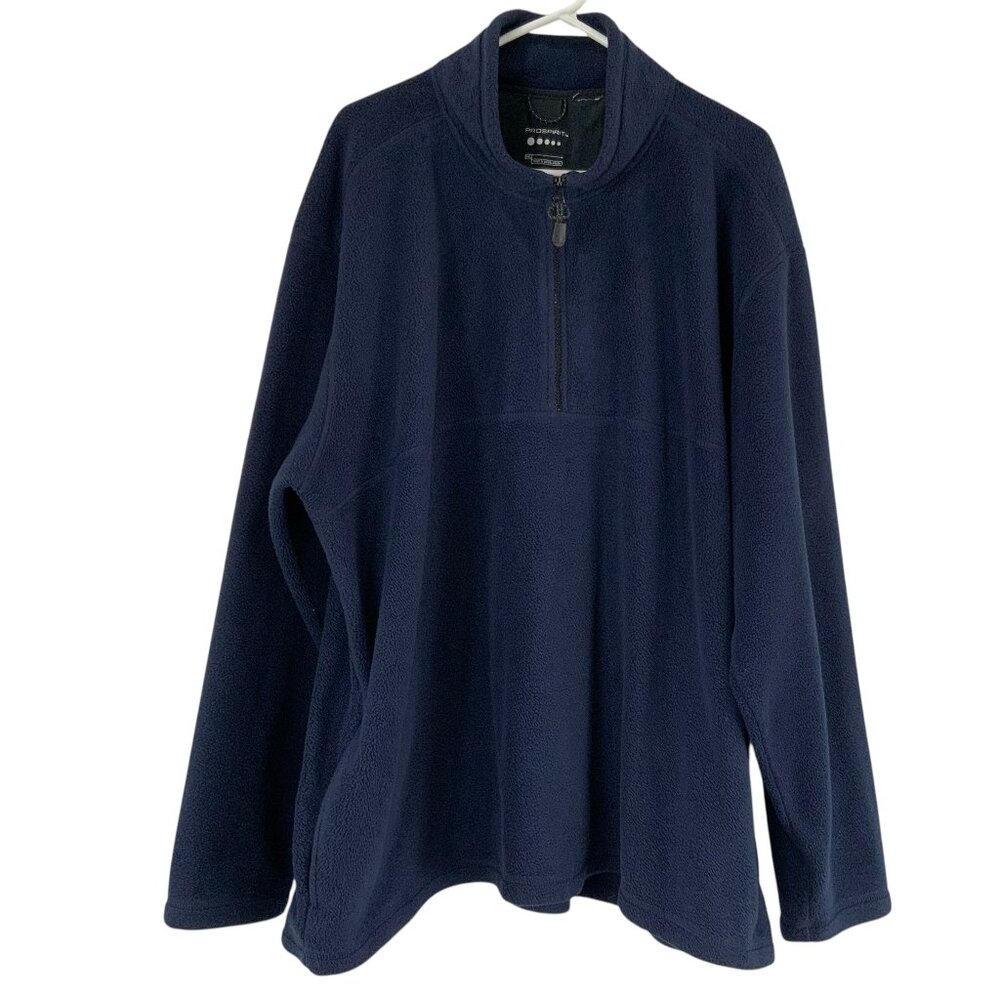 Pro Spirit Blue Long Sleeve 1/3 Zip Mock Neck Pullover Fleece Sweater Size XXL
